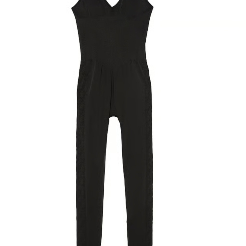 Victoria's Secret PINK Satin Seamless Plunge Workout Onesie